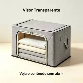 Caixa Organizadora para Roupas e Cobertores com Zíper 60×35×40cm