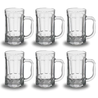 Kit Jogo 2 4 6 Canecas 450ml Vidro Resistente com Alça Cerveja Chopp Bar Restaurante