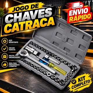 🔧 Kit Ferramentas 40 Peças Com Maleta Jogo de Soquetes Chave Catraca Reversível Completo Para Reparos