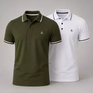 Kit 2 Gola Polo Masculina Camiseta Lisa Basica Elegante para Homem Botoes Algodao Confortavel