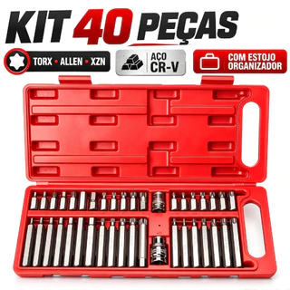 Kit 40/98 Peças Jogo de Bits Torx e Allen Multidentada com Várias Medidas - Kit Ferramentas para Chave de Fenda