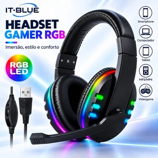 Headset Gamer RGB Com Microfone USB E P2 Para PC E Celular Com Som Hi-Fi E Super Bass
