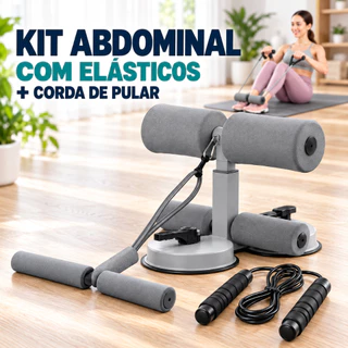 Kit 2 Aparelho Abdominal com Fixador de Pés + Corda de Pular Fitness Treino Completo VipCasa