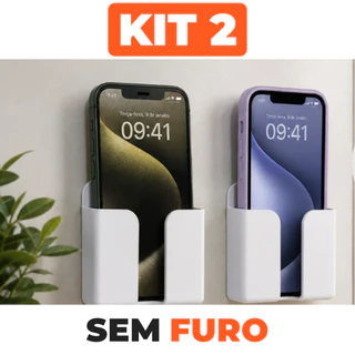 Kit 2 Suportes de Parede para Celular e Controle Remoto Adesivo Sem Furar Multiuso Fita Dupla Face 3M