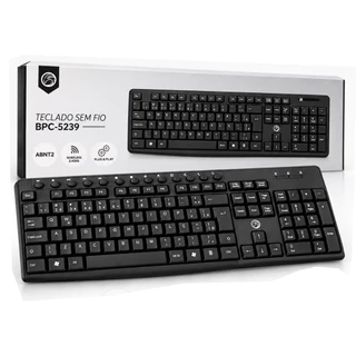 Teclado Abnt2 Sem Fio Usb Office 2.4GHz Preto BPC-5239 PC