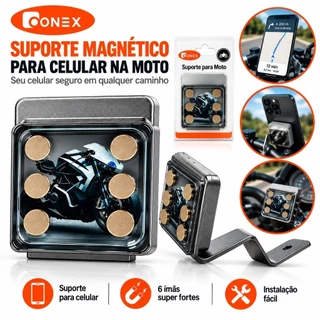 Suporte Celular Moto Magnético 6 Ímãs Ultra Forte Antivibração GPS Universal