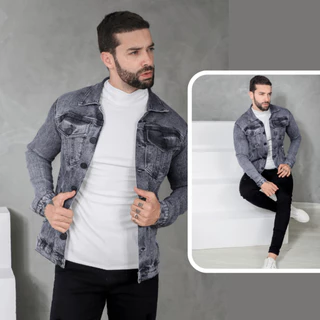 Jaqueta Jeans Masculino Slim Premium Casaco Agasalho Casual Composição de Look