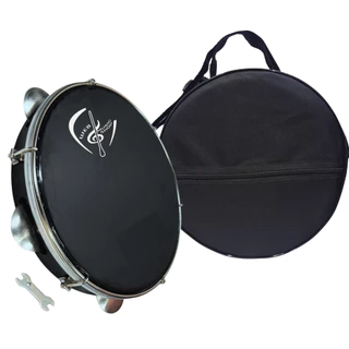 Kit Pandeiro 10" Polegadas Web Music Pele Preta + Capa Luxo