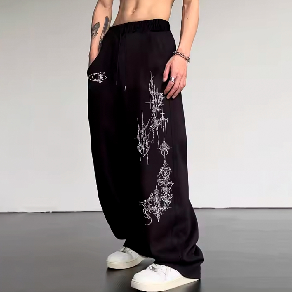 Calça Baggy Balão Wide Leg Streetwear Unissex Gótica skena Cyber