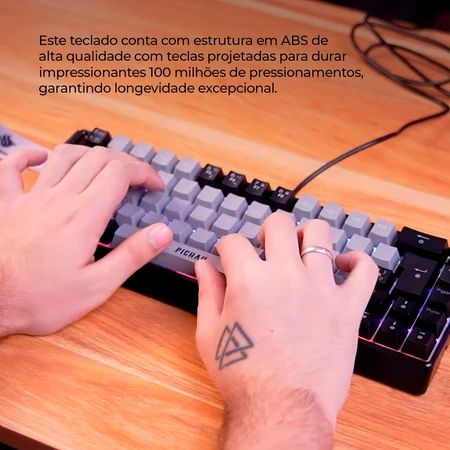 Teclado Magnetico Pichau Virgo Pro RGB Switch Vermelho Preto e Cinza PG-VRGP-CL01 - Vista 4