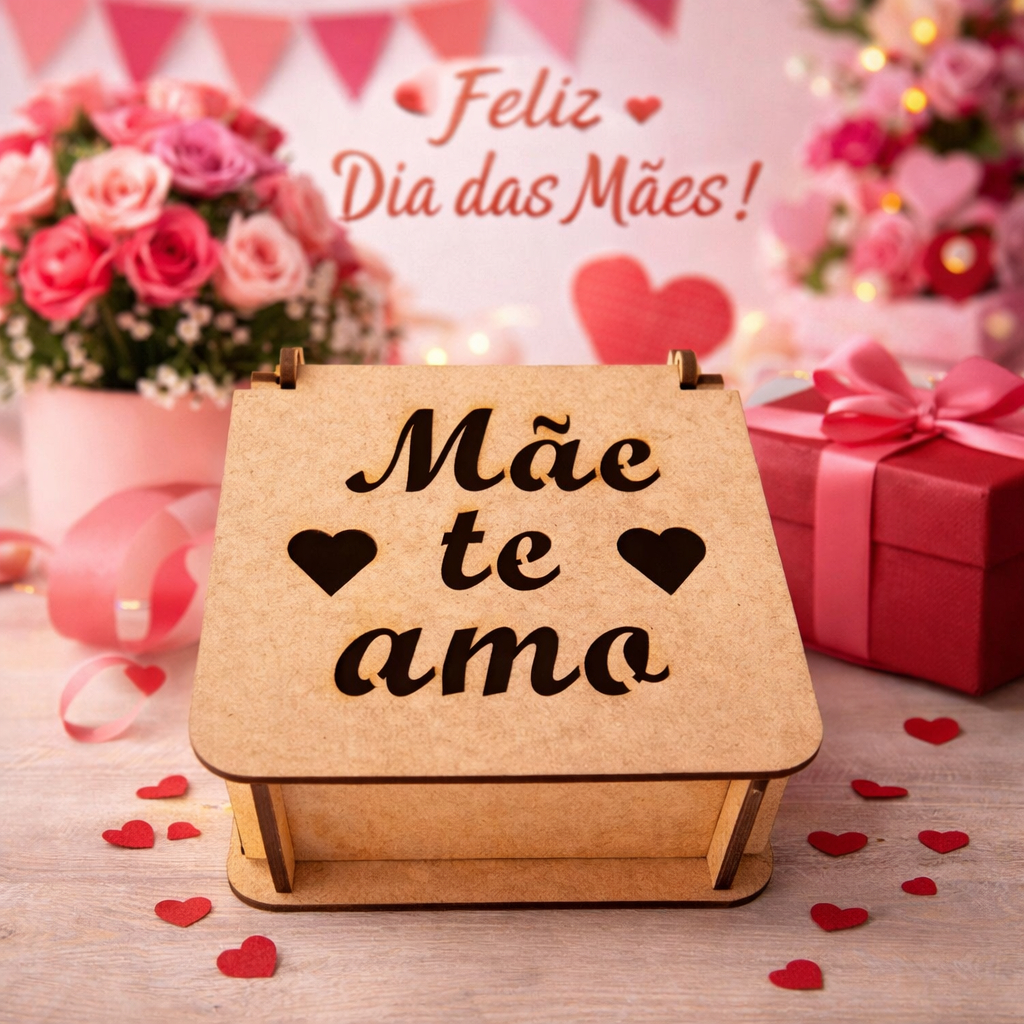 Kit 25 Caixas Madeira Mdf Dia Das Maes Embalagem Presente Lembrancinha Te Amo em Oferta na Shopee