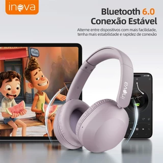 Inova Fone de ouvido Headphone Bluetooth 6.0 alto-falantes de 40 mm HiFi Conecte 2 dispositivos