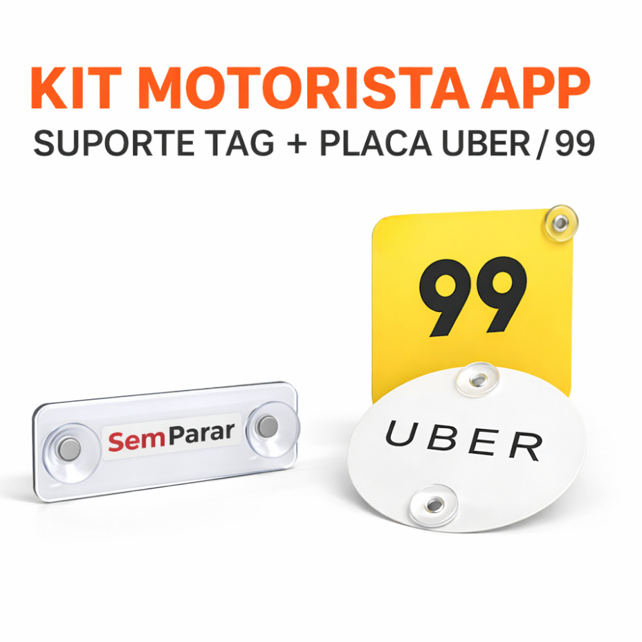 Kit Motorista App Suporte Tag Compatível com Sem Parar + Placa Uber 99 ...