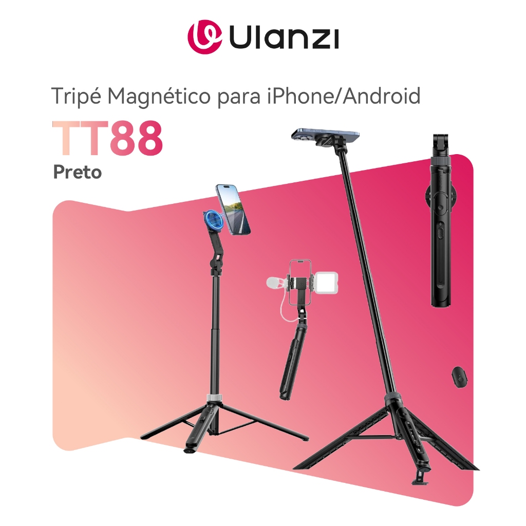 スマートフォン本体 Atabong Constylove ULANZI TT88 Tripé Magnético para iPhone/Android, Bastão de Selfie