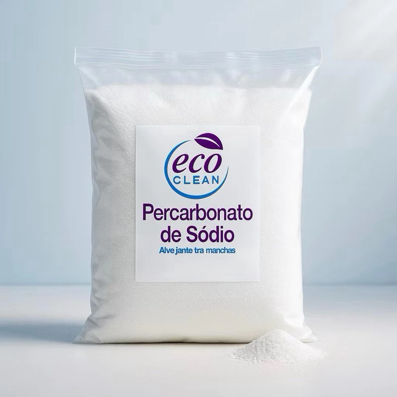 Pacote de 2kg de Percarbonato de Sódio da marca Eco Clean, com rótulo destacando o nome do produto e a frase "Alveja e tira manchas".