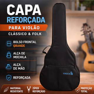 Capa Violão Classico 4/4 Nylon e Folk Aço Reforçada Bag Violão com Bolso preto e colorida em Oferta na Shopee