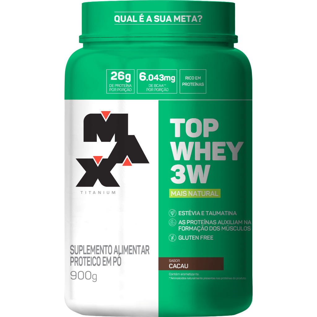 Top Whey 3W Mais Natural Max Titanium 900g Whey Protein Concentrado ...