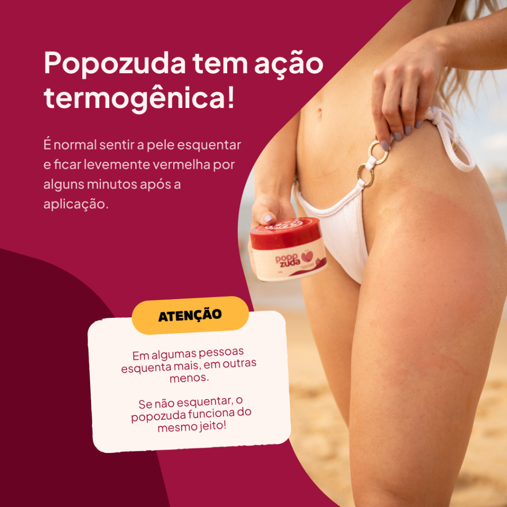 Popozuda Creme Rosa Termoativo Corporal 250g | Efeito Aquecimento e Firmeza da Pele