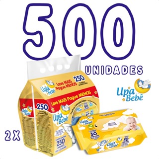 Kit 500 Lenços Umedecidos Upa Bebê 10 Pacotes com 50 Unidades Cada Suave