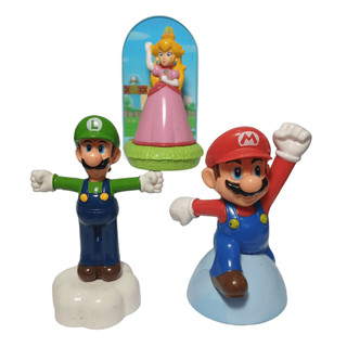Lote com 3 Bonecos Super Mario Bros (SUPER MARIO, LUIGI, PRINCESA PEACH) - Coleçâo Mc Donald's 2018 em Oferta na Shopee