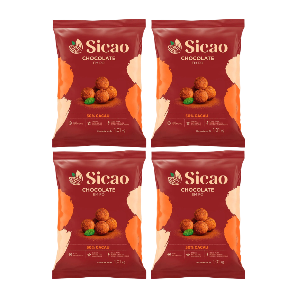 Kit 4 Chocolate em Pó 50% Cacau 1,01kg - Sicao