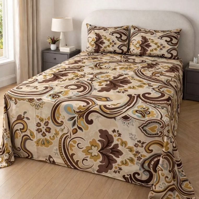 Jogo de Lençol Cama Queen Estampado 3pç S/Elástico Micropercal 500 Fios ...