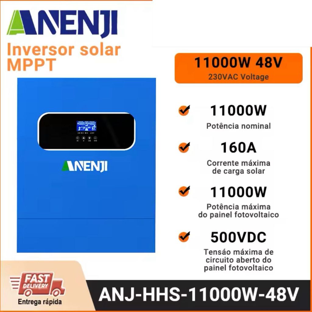 Inversor Solar Híbrido 11000W 11KW 48V Anenji Onda Senoidal Pura