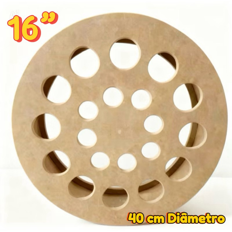 Carretilha Pipa 16”Pol Em Mdf ( 40 Cm ) Com Rolamento Duplo