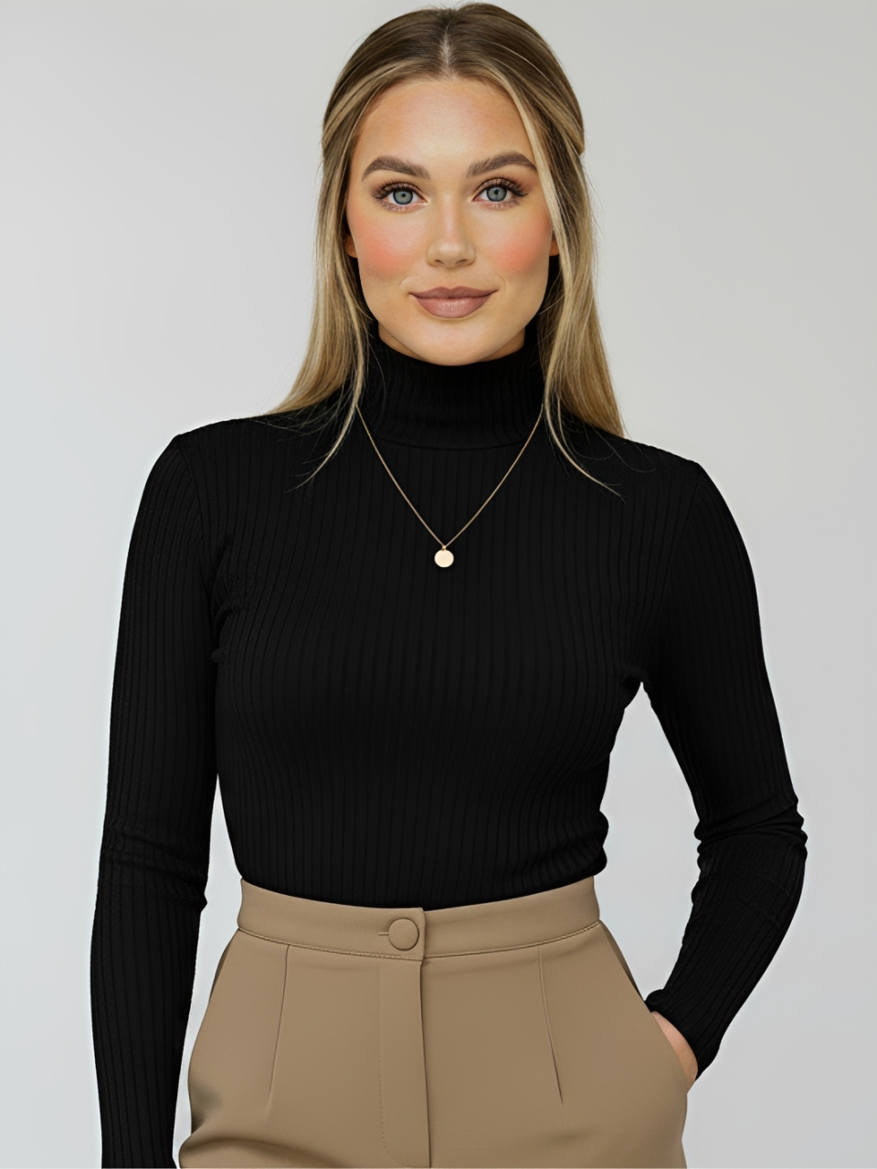 Kit 3 Blusa Cacharrel Feminina Gola Alta Canelada Manga Longa Inverno Segunda Pele Premium Promoção