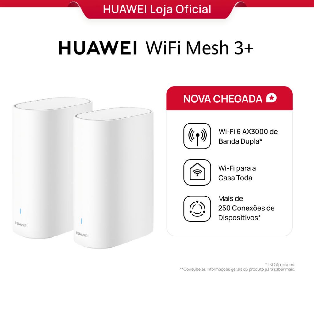 HUAWEI WiFi Mesh 3+ | Roteador | WiFi 6 AX3000 de Banda Dupla | Wi