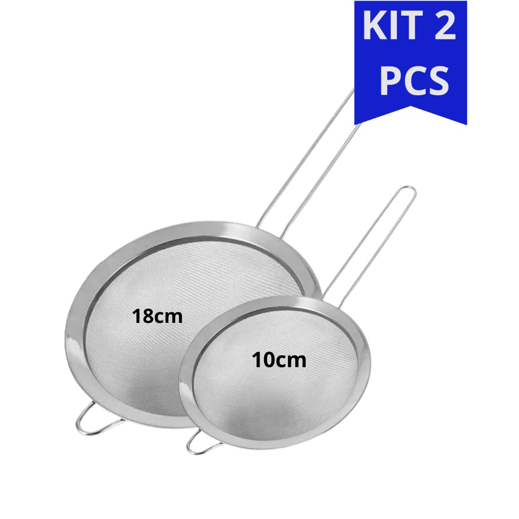 KIT Peneiras Inox 2 10cm e 18cm Um Profissional Multiuso sup