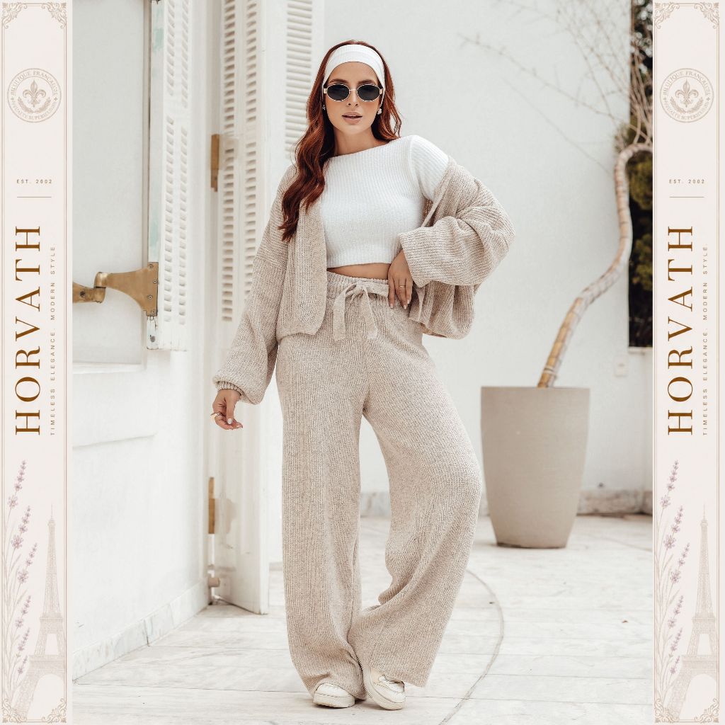 Conjunto Tricot Mousse Cardigan e Pantalona