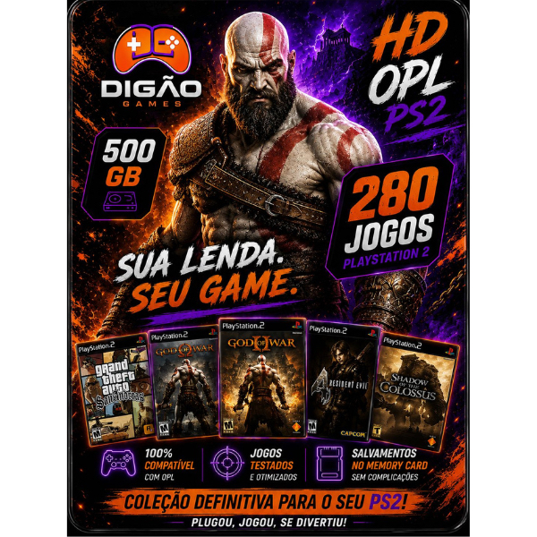 HD Externo para PS2 + Kit OPL 280 jogos - 500GB | Shopee Brasil