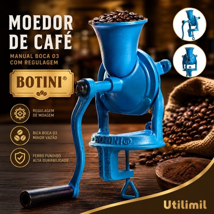 Moinho Moedor De Café Manual em Ferro Fundido B03 Com Regula