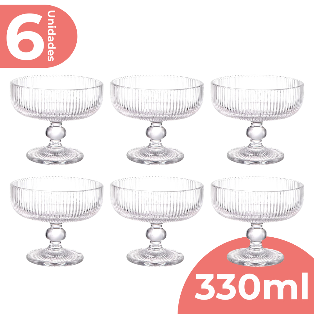 Jogo com 6 Taças de Sobremesa 330ml