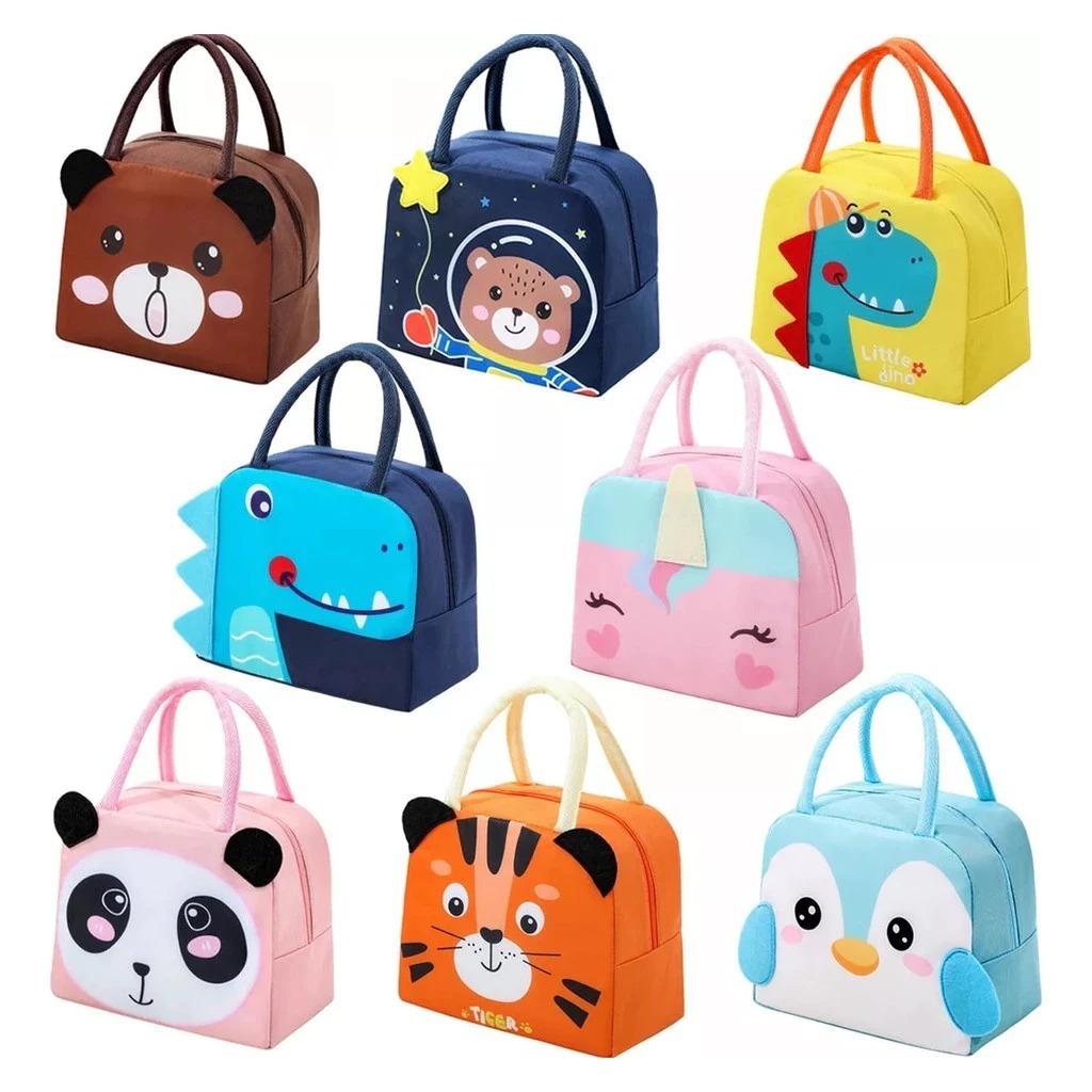 Lancheira Infantil Térmica Escolar Diversos Personagens ANIMAIS Bolsa Porta Lanche para Meninos e Meninas DIVERTIDA.