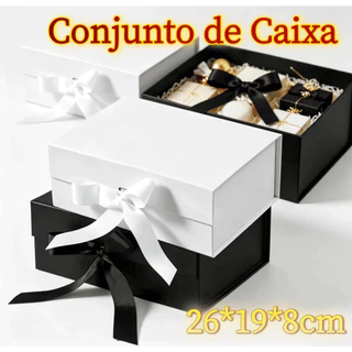 Magnética Dobrável com Laço Fita Cetim - Rígida Caixa Presente Imã/ para Joias /Lembrancinhas/Dar presentes Decoração