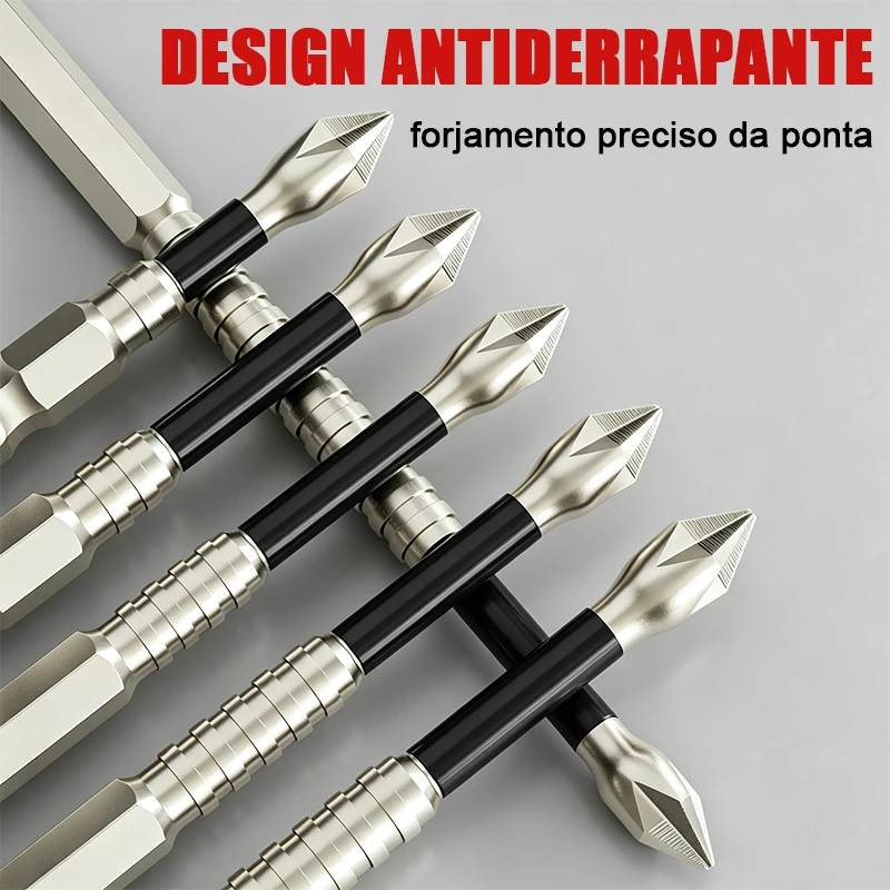 kit 9 bits ph2 philips magnéticos antiderrapantes, resistentes a impacto, liga s2 para parafusadeira de impacto