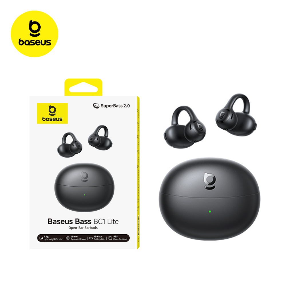 Fone Baseus BC1 Bluetooth 6.0 Open-Ear Earclip Som Potente Graves IP55 ...