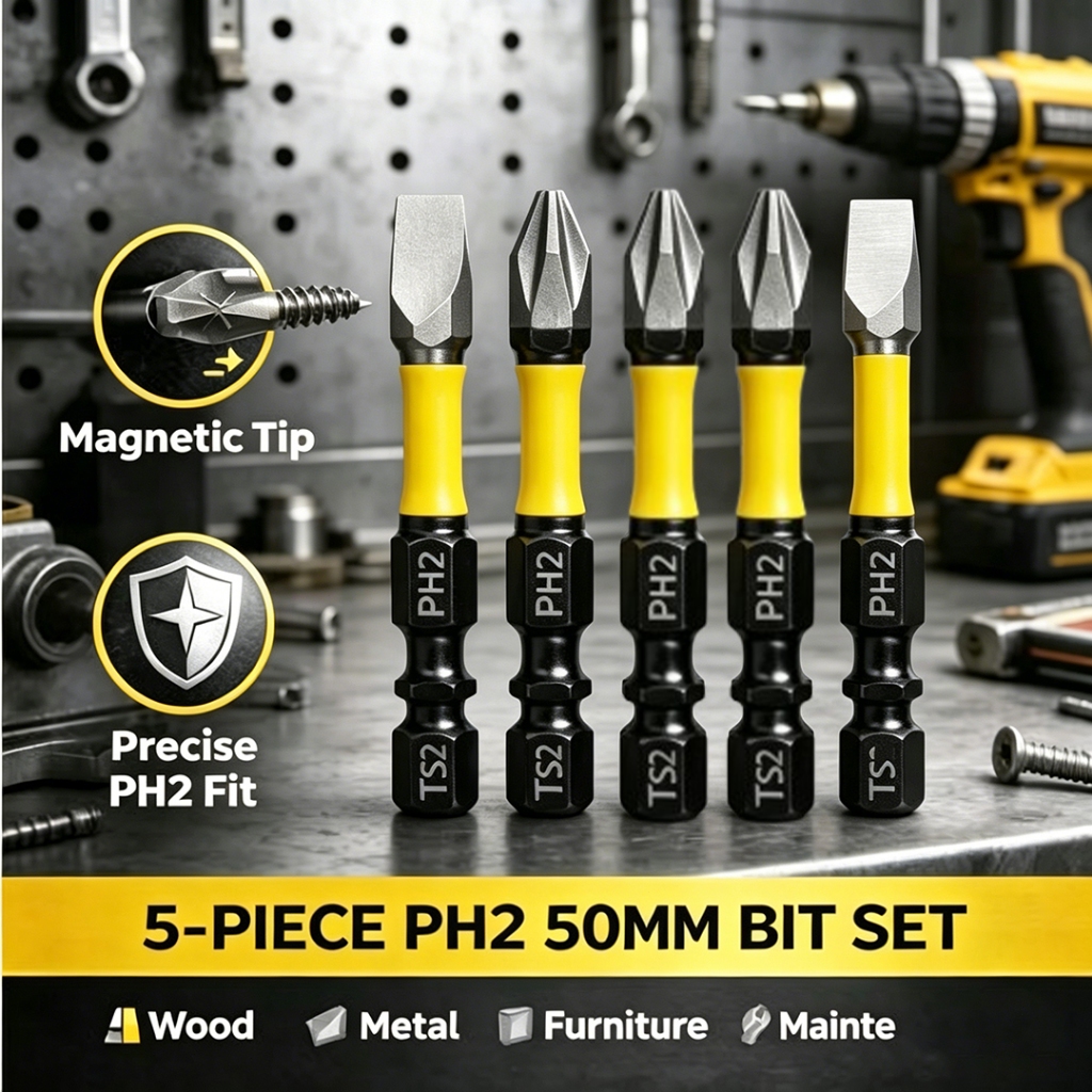 Kit 5 Bits Magnéticos PH2 50mm - Aço Reforçado para Parafusadeira de ...