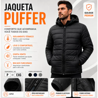 Jaqueta Bobojaco Puffer Matelasse masculino feminino casaco Corta Vento Frio Reforçada Capuz Removível Bolso Interno