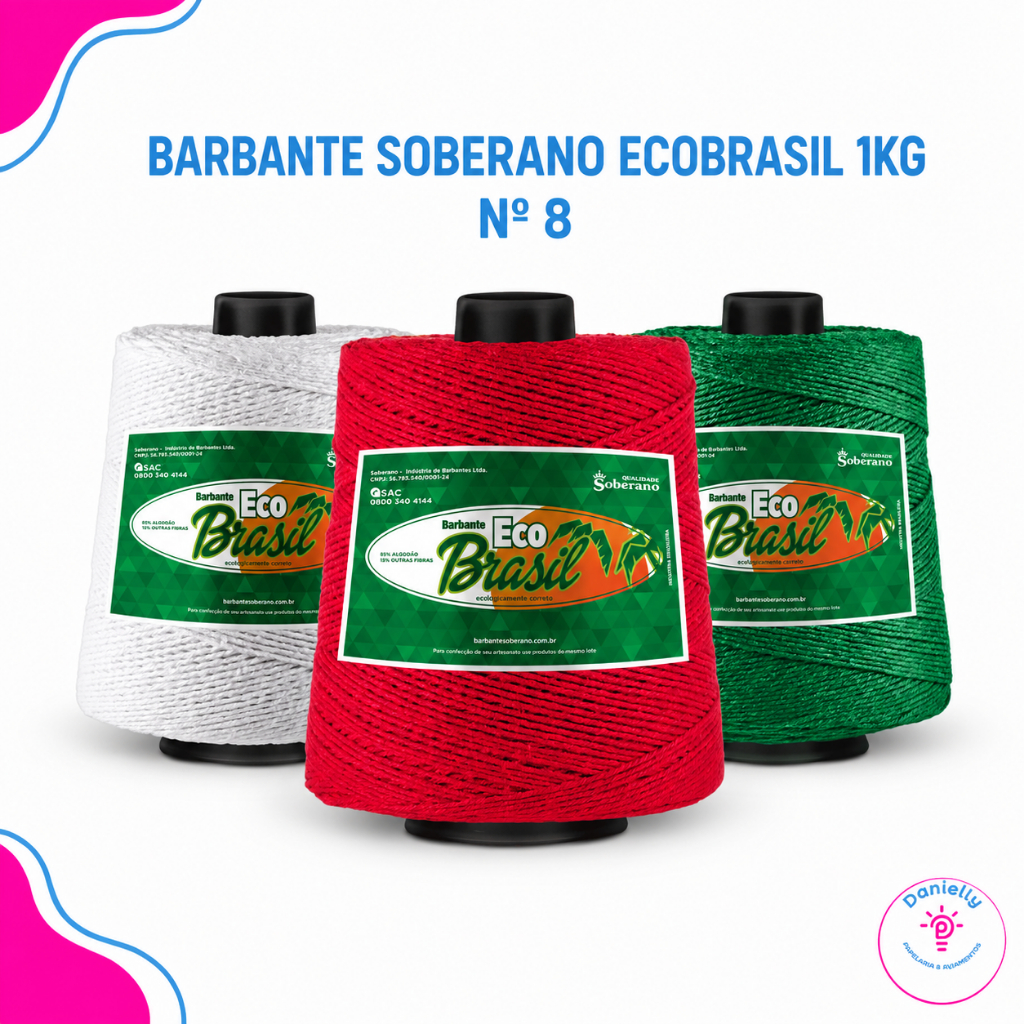 Barbante Soberano EcoBrasil Nº8 1kg – Crochê, Tapete e Artesanato