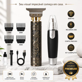💇‍♂️ Máquina Barba Cabelo Acabamento Profissional USB + Aparador de Pelos Nariz Oferta Flash! 🚀