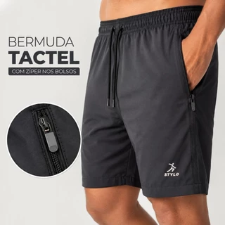 Bermuda Masculina Elastic Premium P M G GG Com Ziper, nos Bolsos da frente- Academia, Corrida, Esportes