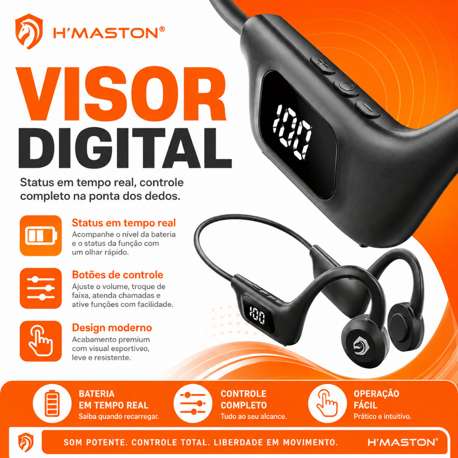 H'MASTON F921 Fone Condução Óssea Fone Para Corrida Fone De Ouvido Para Corrida Fone De Ouvido Esportivo Fone Bluetooth