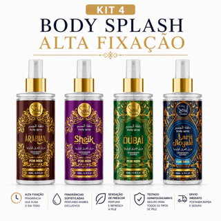 KIT 4 BODYSPLASH ÀRABE MASCULINO 200 ML ALTA FIXAÇÃO E INTENSO ENVIO IMEDIATO