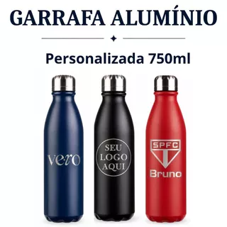 Garrafa Alumínio Personalizada 750ml Academia Trabalho Presente Nome Logo Time