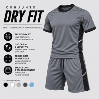 Conjunto Camiseta + Shorts Masculino Esportivo Premium – Conforto, Estilo e Performance