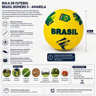 Bola de Futebol Brasil Número 5 - Amarela