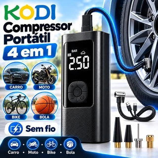 Mini Compressor de Ar Portátil 4 em 1 sem Fio para Pneus de Carro, Moto e Bicicleta -M6